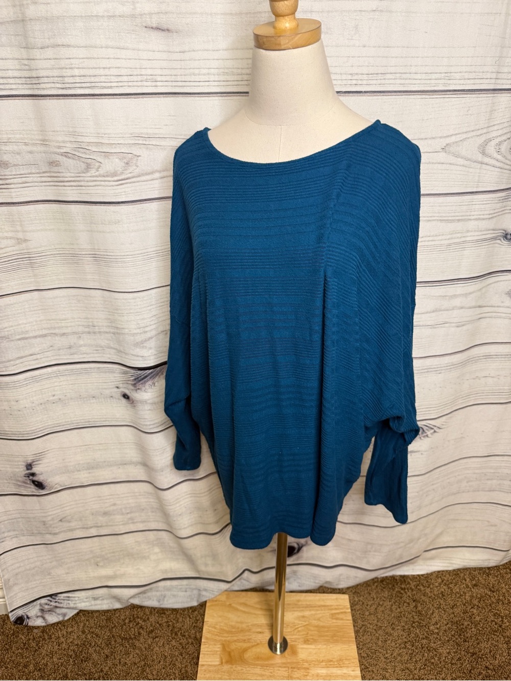 Simply Vera Vera Wang Teal Ribbed Boatneck Sweater